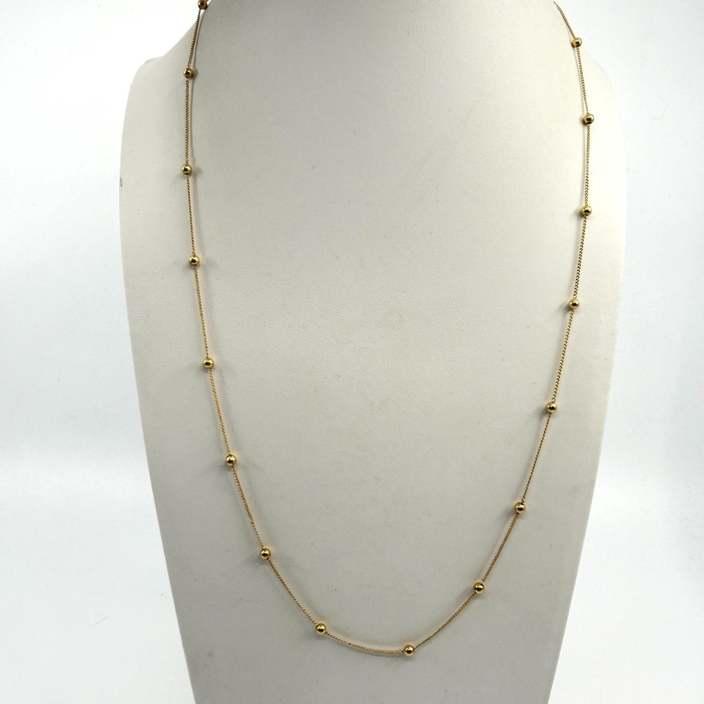 Gold Tone Satellite Chain Necklace Minimalist Layering Delicate Everyday Dainty